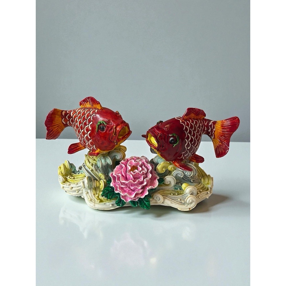 Vintage Koi Fish Lucky Charm Figurines Feng Shui Shelf Decor Statue